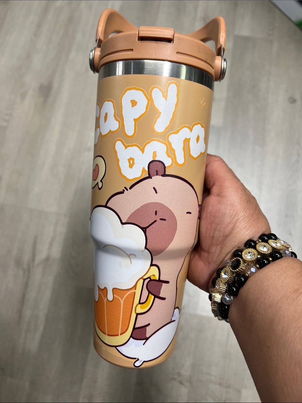 CAPYBARA …Peach Bear Stainless Travel Tumbler - Cute Cartoon Design 30 0Z